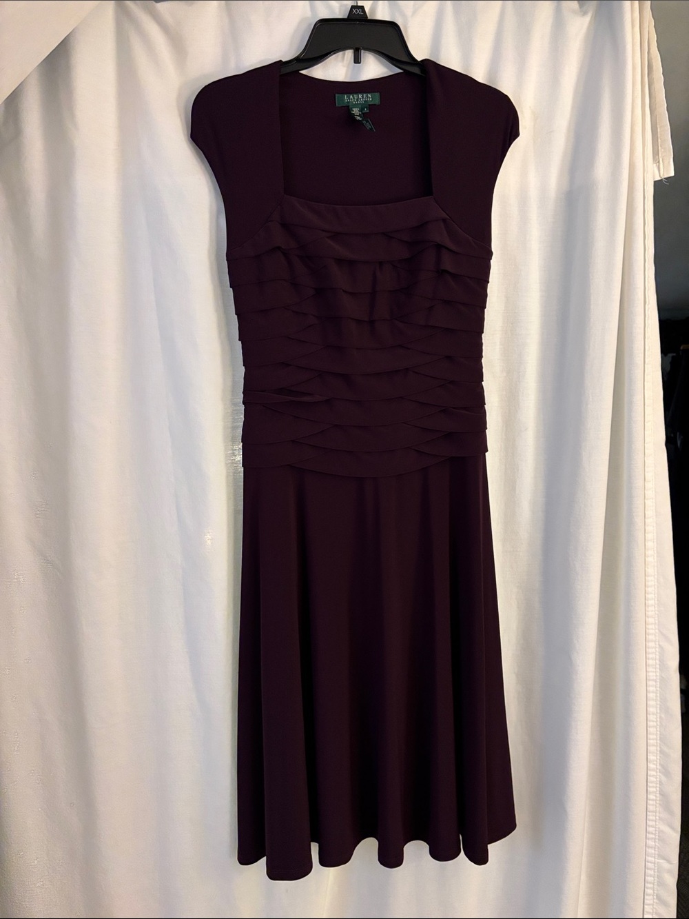 Ralph Lauren Deep Plum Ruffled Midi Dress